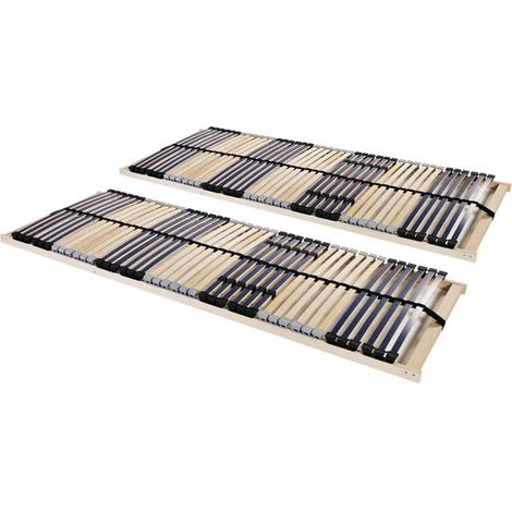 Cadre de lit à lattes en deux parties (matelas non inclus), avec 42 lattes de lit, dimensions 70x200 cm. (1/5)