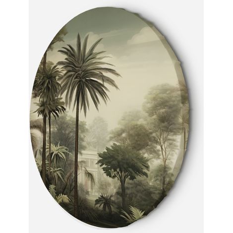 Tableau sur toile Image circulaire Arbres exotiques et palmiers dans un paysage 40x40 (1/5)