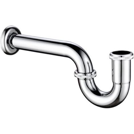 1 siphon anti-odeurs, tuyau de drainage en U, laiton chromé, pour évier, diamètre d'entrée 1 1/4 pouce (1/5)