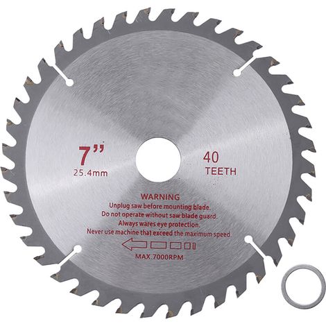 Lame de scie circulaire carbure 7 pouces 40 dents pour coupe bois, alésage 25.4mm (1/5)
