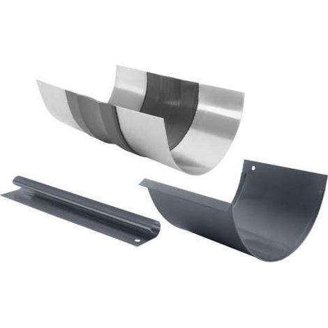 GRÖMO ALUSTAR Rinnen-Dilatation Anthrazit halbrund 1,0 / 333 mit Blende, SX (glatt), 83221 (1/2)