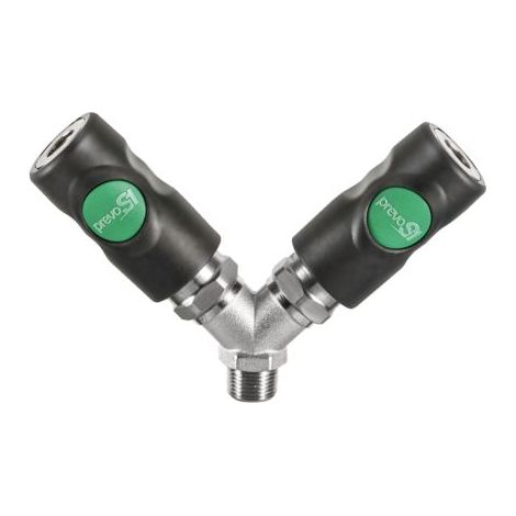 Raccord rapide de sécurité en Y PREVOST, Filetage vers Mâle G 3/8 Mâle 3/8pouces Euro 7.2, Euro 7.4 en Corps Composite ( Prix pour 1 )
