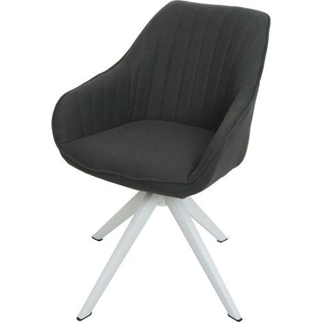 Silla de comedor x1 con reposabrazos giratorio tela/textil gris oscuro 040006322 (1/5)