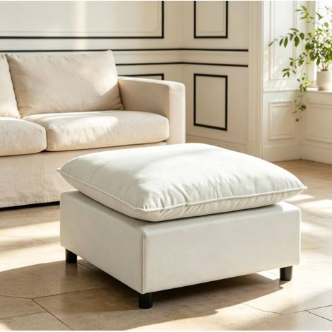 Quadratischer Pouf 75 x 75 x 40 cm, Sitzfläche aus Leinen, grau und schwarz OKMYHOME (1/5)