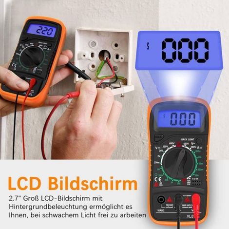 Multimètre Numérique - Testeur Batterie Tension Continuité AC DC - Écran LCD Rétroéclairé 2 7 Pouces - Pour Diagnostic Électrique Automobile et Domestique - 1 Pièce (1/4)
