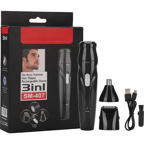 SPORTSMAN Tondeuse à Barbe et Poils de Nez Électrique USB pour Homme - Noir (1/5)