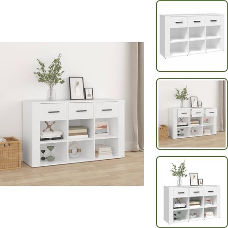 Buffet Blanc 100x30x59,5 cm Bois d'ingénierie - Buffet Blanc - Meuble Rangement - Armoire Blanche - Commode Moderne - Mobilier Salon - Buffet - Buffets - Armoire - Armoire Latérale (1/5)