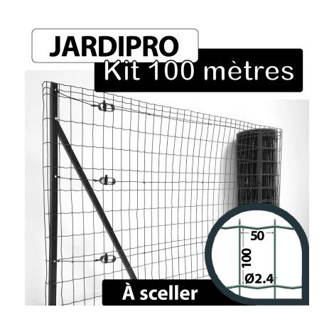 Kit Grillage Soudé Gris 100M - JARDIPRO - Maille 100x50mm - Triple lisière - 1,80 mètre (1/4)