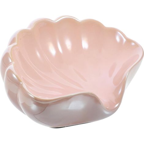 Porte-savon en céramique en forme de coquillage, autonettoyant, pour lavabo, rose, décoratif, à poser sur le comptoir