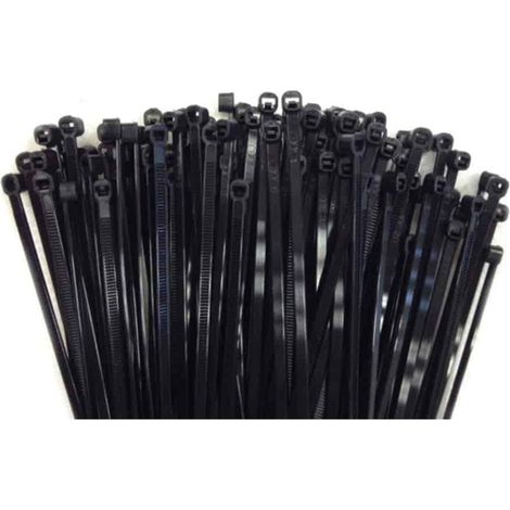 Colliers de Serrage Noirs 250x7,6mm, Résistants UV, Polyamide PA6.6 (Lot de 100)