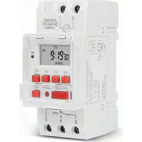 Interrupteur Minuterie Numérique Programmable TM919B 220V 30A DIN Rail Temporisateur Automatique pour Éclairage et Ventilateurs (1/5)