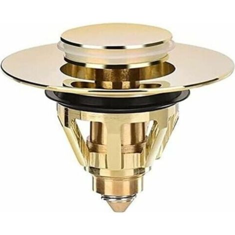 Bonde de douche et lavabo universel - Bouchon de valve - évier - Passoire en laiton anti-obstruction - Autre accessoire pour évier - Bonde d'évier (doré) (1/4)