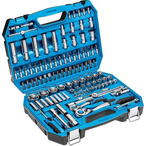 Högert Technik - Cassetta Attrezzi, Set Attrezzi, Valigetta Attrezzi, Kit Attrezzi, Chiavi a Bussola, Punte e Accessori, Acciaio Cr-V, Meccanismo a Cricchetto con 72 Denti - HT1R432, 112 Pezzi (1/5)