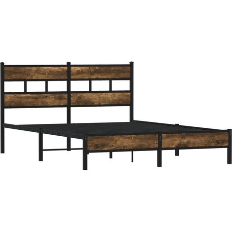 Bettgestell ohne Matratze mit Kopfteil Räuchereiche 160x200 cm vidaXL (1/4)