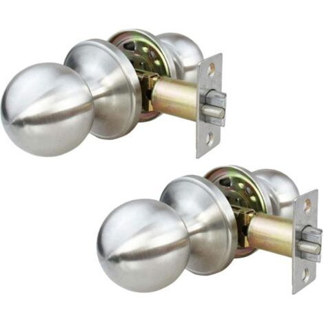 Lot de 2 verrous de porte en acier inoxydable, sans clé, boutons de porte intérieure, chambre, cuisine, salle de bain, buanderie
