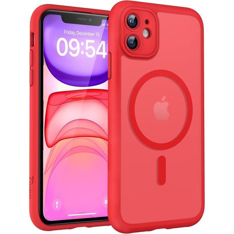 MagSafe Hülle für iPhone 11 Rot, Stoßfest, Kameraschutz, Transluzent (1/5)