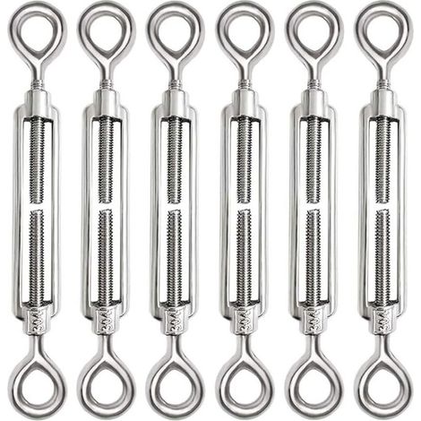 6 Pièces Tendeur Cable M6 Tendeur Cable Inox 304 Réglable Oeil de Ridoir et Oeil pour Tendeur de Fil Cable Acier Corde Crochet Tendeur Accessoires (1/5)