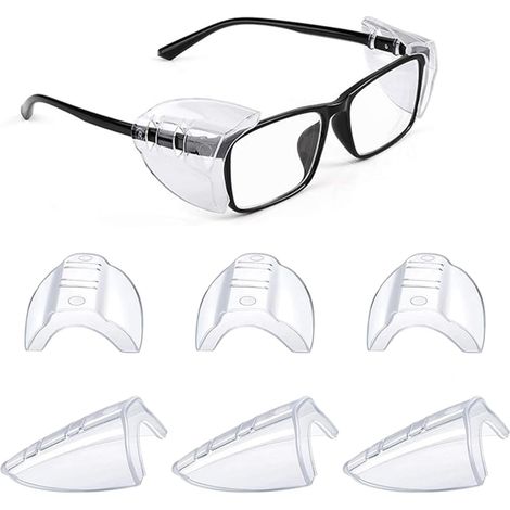 4 Paires Protections Latérales Transparentes TPU Universelles Pour Lunettes De Sécurité Laboratoire (1/5)