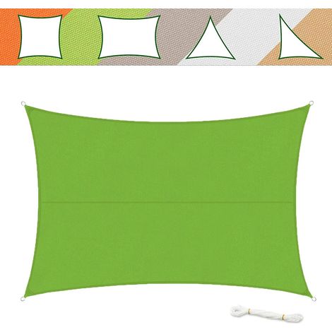 Voile d'ombrage Hydrofuge, Vert clair, 5 x 7 m