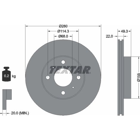Lot de 2 Disques de frein Textar 92109300 INFINITI 40206011VA 402062F500
