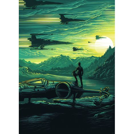Papier peint panoramique vintage & retro Star Wars X-Wing Assaut Takodana (1/5)