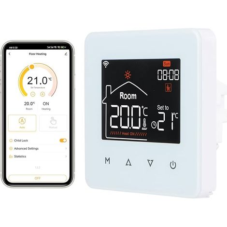 TUYA V4W AC230V 3A Smart Thermostat for Water Heating System 2.4GHz Colorful LCD Capacitive Touch Thermostat Compatible with Echo Home (1/5)