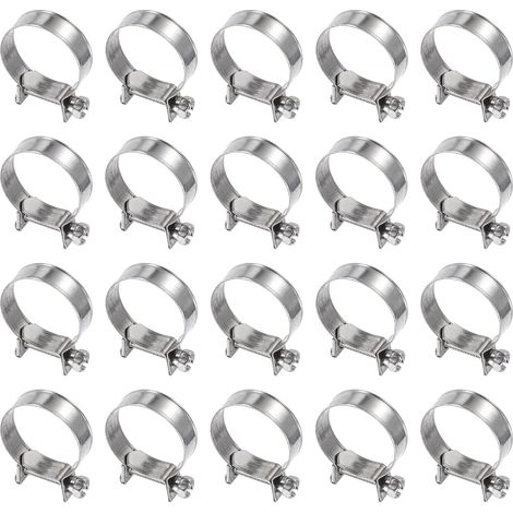 20pcs Collier De Serrage Pour Injection De Carburant 25-27mm Ajustable En Acier Inoxydable 304 Mini Collier Pour Tuyau De Gaz Pour Automobile Agriculture Tuyau (1/5)