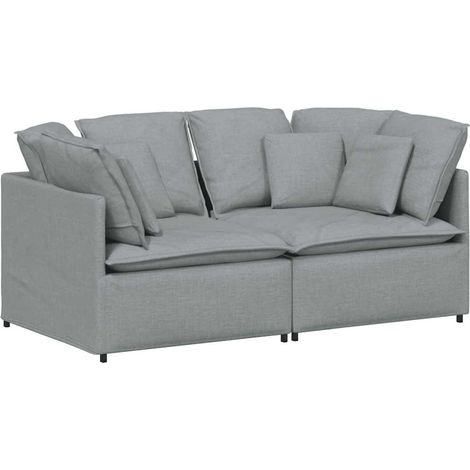 vidaXL Divano Modulare con Cuscini in Tessuto Grigio Chiaro (1/5)