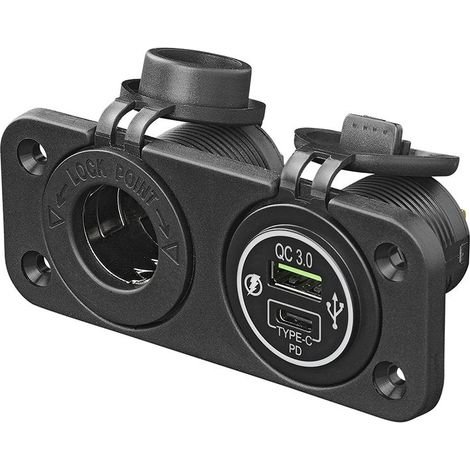 Kit encastrable prise 12v chargeur rapide usb type ac 2 voies 3a (1/5)