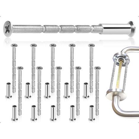 10 pièces vis de connexion, vis de manchon de connexion M4, connecteurs de meubles, utilisés pour poignée de porte en trou de serrure, armoire, salon, tiroirs, école, bureau (1/2)