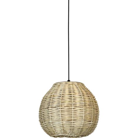 Suspension NATURAL Small E27 15W Osier clair Noir (1/5)