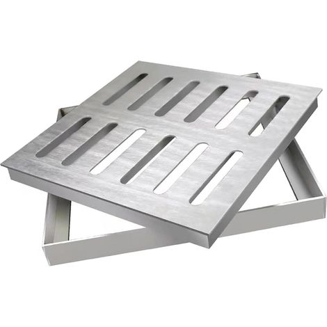 Grille d'eau de pluie en inox 304, couvercle de drainage avec cadre, grille d'évacuation extérieure carrée, 150x150x20mm, épaisseur 2mm (1/5)