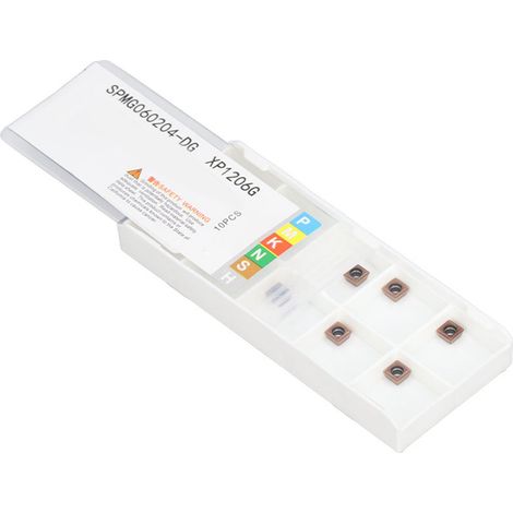 10 plaquettes de tournage en carbure de tungstène, revêtement bronze SPMG060204-DG, outils de coupe pour tour CNC à monter soi-même (1/5)