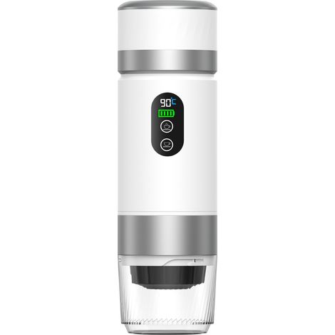 Cafetière portable avec affichage numérique et pression de 20 bars – Préparation à chaud et à froid, compatible avec le café moulu et les capsules, format compact individuel avec tasse transparente et (1/5)