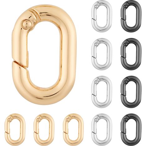 Lot de 12 mousquetons ovales métalliques à ressort, pour porte-clés, randonnée et escalade. (1/5)