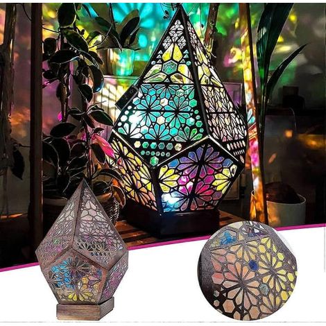 Grand lampadaire étoile polaire, lampadaire décoratif bohème, lampe à projection 3D LED colorée creuse, lampe rétro diamant, convient (1/5)