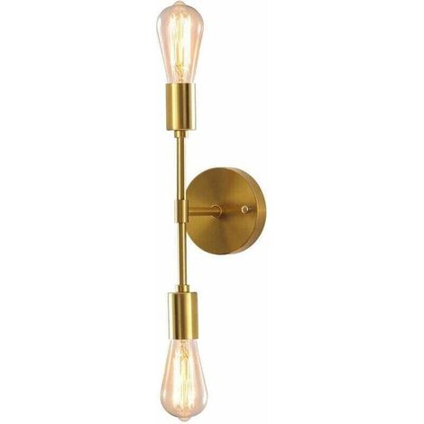 Tigrezy Gold Wall Lights, Bathroom Vanity Light with 2 Lights, E27 Base, Wall Lights for Mirror, Hallway, Kitchen, Bedroom, Living Room MUMU