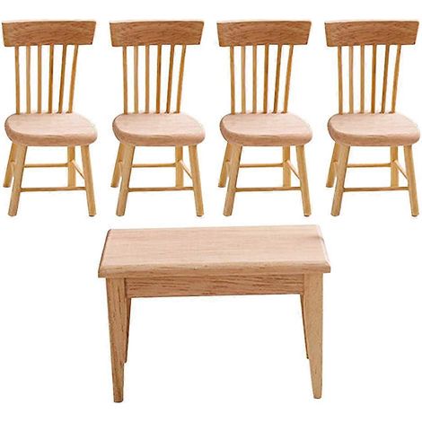 Set Mini-Haus-Tischspielzeug, Miniatur-Dekoration, simuliertes Tisch- und Stuhlset, Mini-Möbelset-10.5X6.7X6.3CM (1/2)