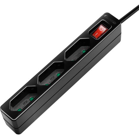 Regleta LogiLink con interruptor, 3 enchufes Euro CEE 7/16, 1,5 m, negra (1/5)