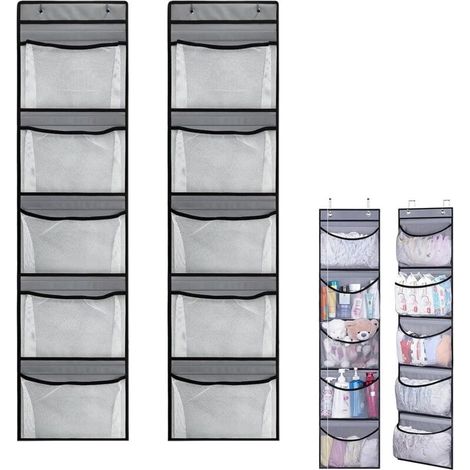 Bardusch-2 rangements porte – 5 poches filet – grande capacité – chambre/salle de bain/placard (1/5)