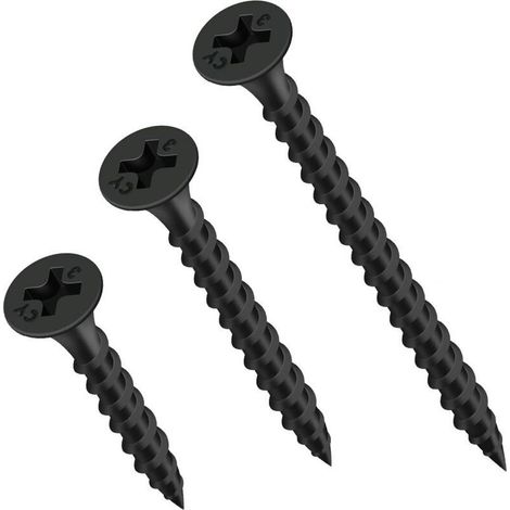 100 Pièces Vis à Fixation Rapide M3.5 x 40 mm, Vis Noires Pour Cloisons Sèches, Vis Phosphatées Pour Plaque de Plâtre Sur Profilé en Acier Pour Cloisons Sèches, Tête en Trompette (1/4)