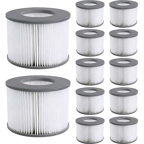 Paquete MSPA de 12 filtros de repuesto para bañeras de hidromasaje, jacuzzis, spas y piscinas hinchables. Modelos a partir de 2020. (1/5)