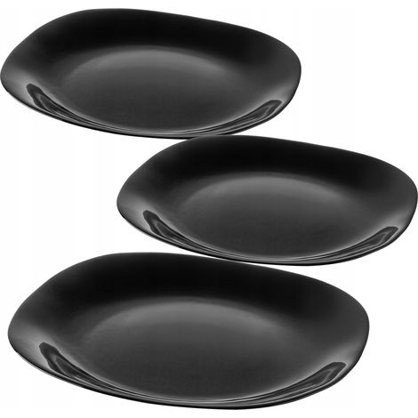 KADAX schwarze Speiseteller, Spülmaschinengee Teller-Set, Essteller aus verstärktem Glas, modernes G (1/5)