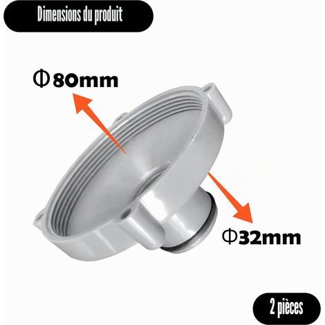 Lot de 2 adaptateurs pour tuyau d'aspiration, nettoyage rapide de la piscine, adaptateur pour tuyau d'aspiration pour piscines Quick-up (gris)