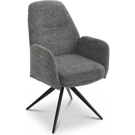 Bon Furni Chenilla Silla de comedor Gris Pizarra, Set de 1, giratoria 360°, ergonómica con alta elasticidad y reposabrazos (1/5)