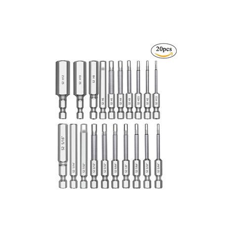 Lot de 20 embouts hexagonaux 1/4″ en S2 – Microrobits magnétiques pour visseuse – Assemblage de meubles et électronique de précision