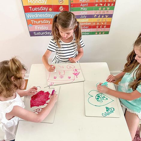 Lot de 10 tableaux blancs effaçables double face à bords plastiques, tableau à dessin pour enfants, tableau blanc double face pour l'enseignement en classe, adapté aux élèves, aux salles de classe et (1/5)