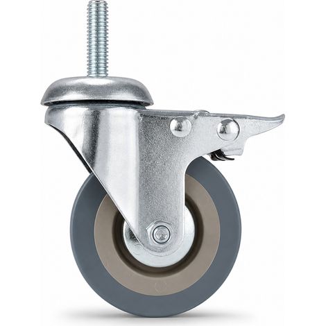 Ruote girevoli in PVC con freno per carrello grigio 3 pollici (1/5)