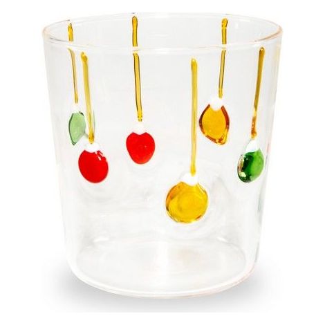WD LifeStyle Bicchiere Vetro Borosilicato Cc 250 ml Decoro Palline Natale (1/3)