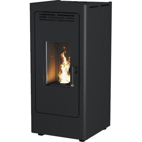 Poêle à granulés 8 kW BR9 – Ventilé étanche en fonte – Label Flamme Verte – Autonomie jusqu'à 18h – Sortie des fumées arrière